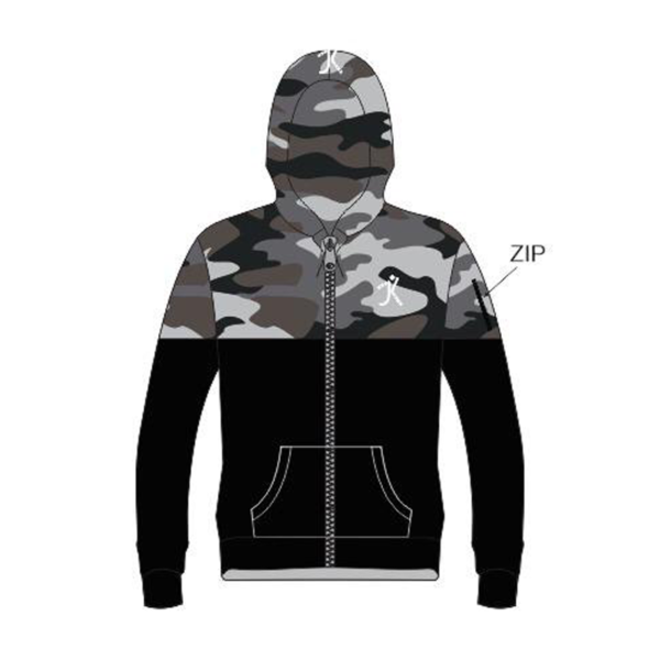 Camo Zipper Hoodie - Grey