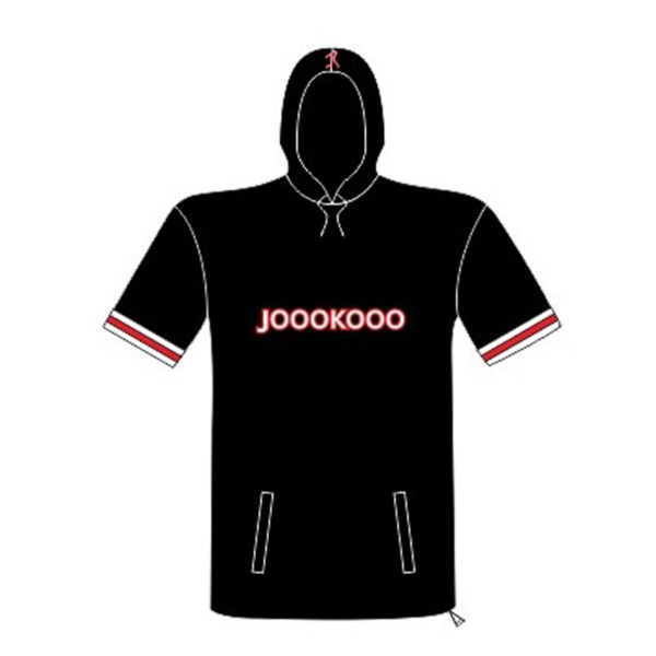 Super Fresh Pro Short Sleeve Embroidered Hoodie - Black with Red Strips